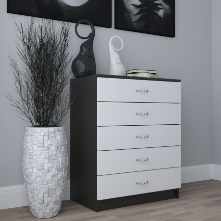 Comoda 5 Sertare Wenge&Alb [2]