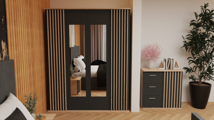 Dormitor Dallas Cu Pat Tony Tapitat Gri [2]