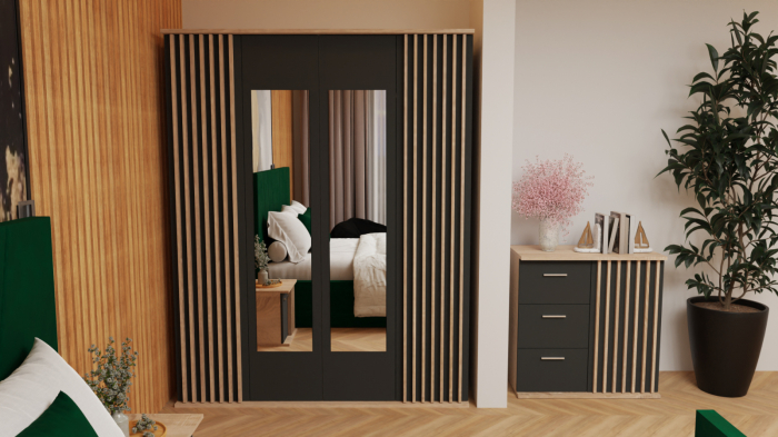 Dormitor Dallas Cu Pat Tony Tapitat Verde [4]