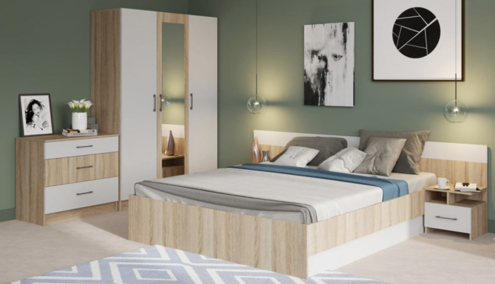 Dormitor Lesi Sonoma&Alb 3 Usi [2]