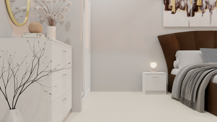 Dormitor Lucas Tapitat Maro 2 Usi Alb cu Oglinda [4]