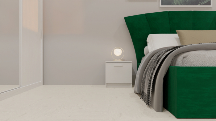 Dormitor Lucas Tapitat Verde 2 Usi Alb cu Oglinda [4]