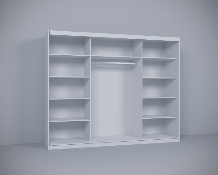 Dormitor Vista Tapitat Alb&Gri Antracit Dressing 3 usi cu Oglinda 250x200 [8]