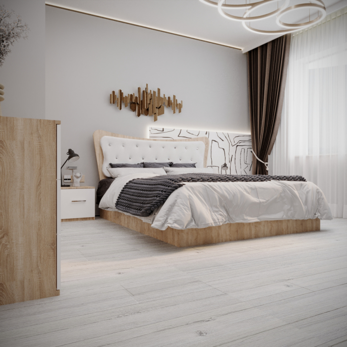 Dormitor Vista Tapitat Sonoma&Alb 2 usi [4]