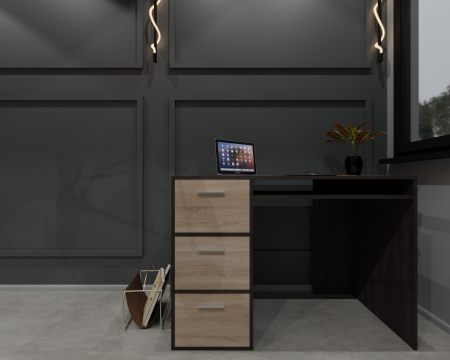 Birouri - Birou Calculator, Ideal Mobila, Sonoma/ Wenge, 85x120x60 cm