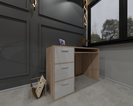 Birou Calculator, Sonoma/ Alb, grosime 1.6 cm, 85x120x60 cm [1]