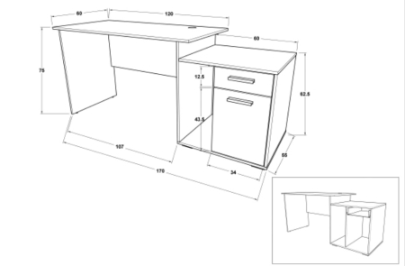 Birou Office Wenge&Alb [4]