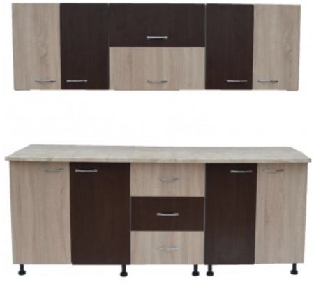 Seturi Mobila Bucatarie - Bucatarie Alexandra 1.8 m Wenge&Alb&Sonoma