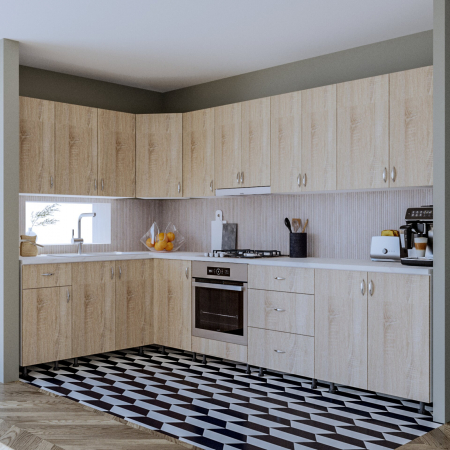 Mobila Bucatarie - Bucatarie Andreea Colt Sonoma&Alb