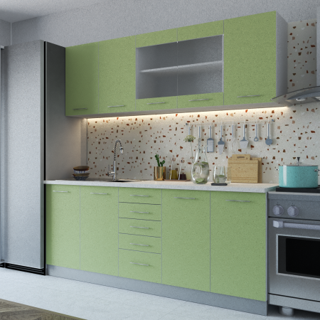 Mobila Bucatarie - Bucatarie Green 2m Verde&Alb