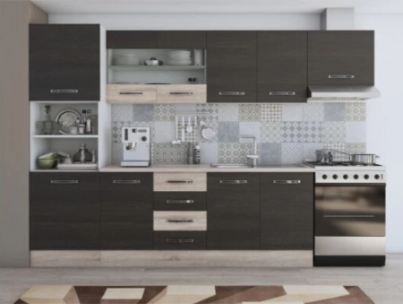 Seturi Mobila Bucatarie - Bucatarie Karina 2.8m Alb&Wenge&Sonoma