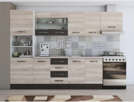 Seturi Mobila Bucatarie - Bucatarie Karina  Alb&Sonoma&Wenge 2.8m