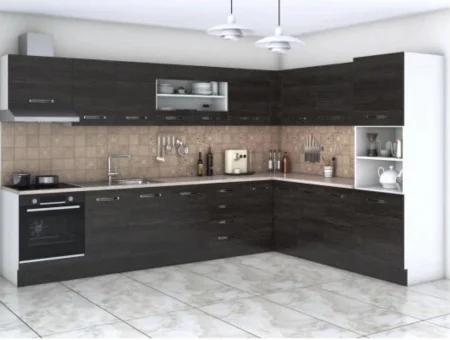 Mobila Bucatarie - Bucatarie Karina Colt  Wenge&Alb