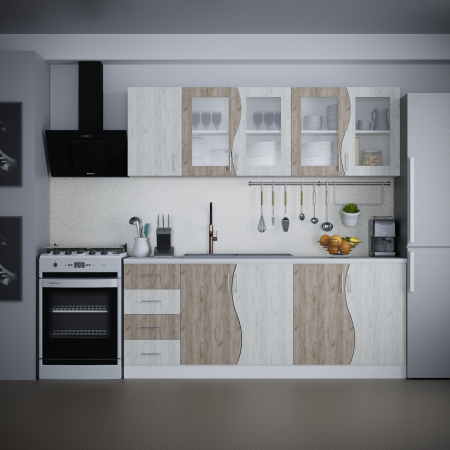 Seturi Mobila Bucatarie - Bucatarie Lorena New 2m Stejar K001&K002