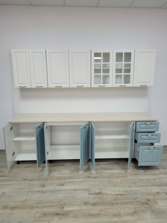 Bucatarie Modena 2.6m alb/bleu MDF [5]