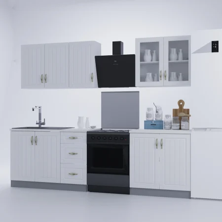 Bucatarie Provence 2m,MDF, Alb Fibros [2]