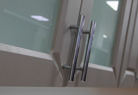 Bucatarie Rubin, 260x60x200 cmMDF infoliat, Blat termorezistent, Alb/Gri [2]