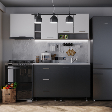 Mobila Bucatarie - Bucatarie Sena 2.0 m Antracit&Alb