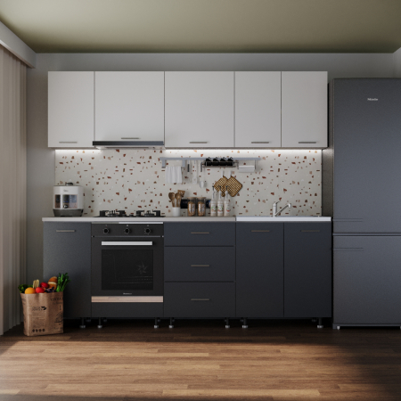 Mobila Bucatarie - Bucatarie Sena 2.4 m Antracit&Alb