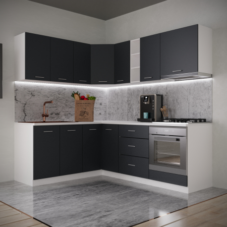 Seturi Mobila Bucatarie - Bucatarie Sena Colt 1.8m x 2.2m Antracit