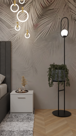 Dormitor Cairo Pat Tapitat Dressing 200x200 Alb Cu Oglinda [3]