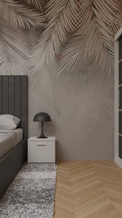 Dormitor Cairo Tapitat Dressing 250x200 3 Usi Alb&Gri Antracit [3]