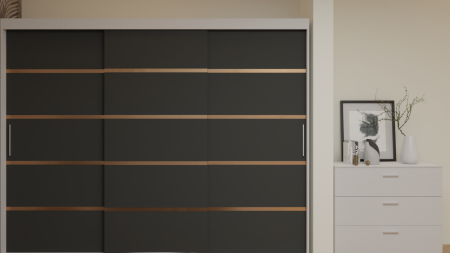 Dormitor Cairo Tapitat Dressing 250x200 3 Usi Alb&Gri Antracit [2]