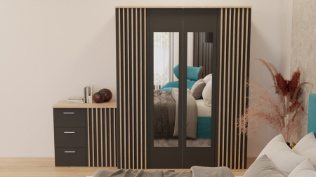 Dormitor Dallas Cu Pat Nobless Tapitat Turcoaz [1]