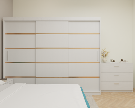 Dormitor MILANO Tapitat, 250X200 Alb fara oglinda, Somiera Rabatabila [3]