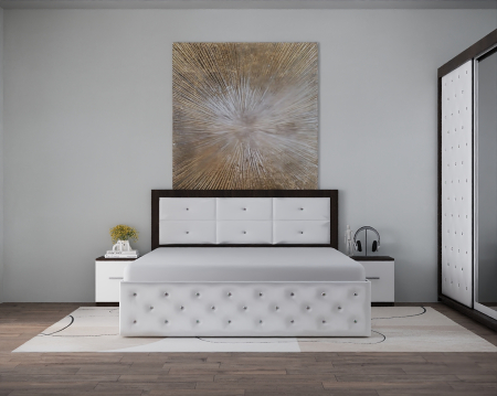 Dormitor Nemira New Wenge&Alb Tapitat 2 Usi cu Oglinda [4]