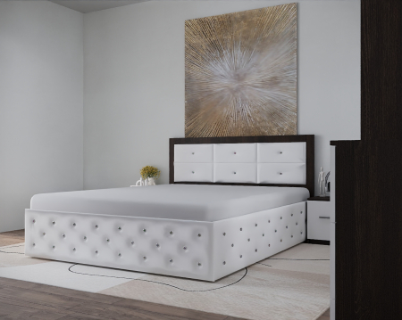 Dormitor Nemira New Wenge&Alb Tapitat 2 Usi cu Oglinda [2]