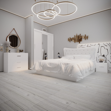 Seturi Dormitor - Dormitor Vista Tapitat  Alb 3 usi