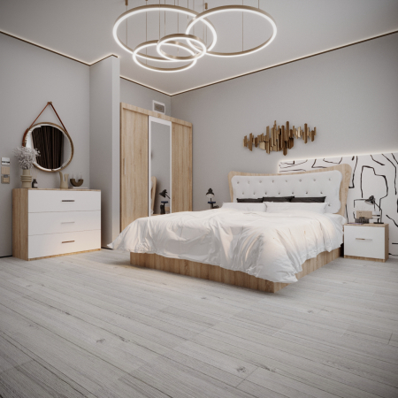 Seturi Dormitor - Dormitor Vista Tapitat Sonoma&Alb 3 usi