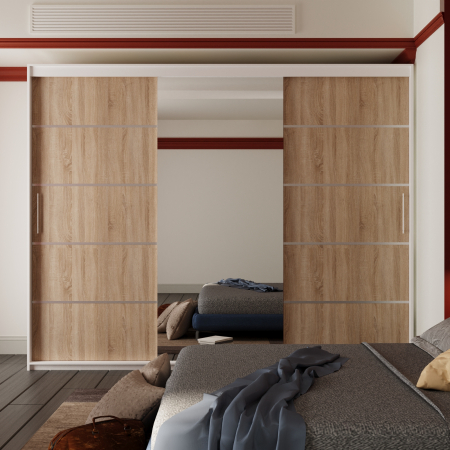 Dressing / Dulap - Dressig Nordis cu Oglinda Sonoma&Alb