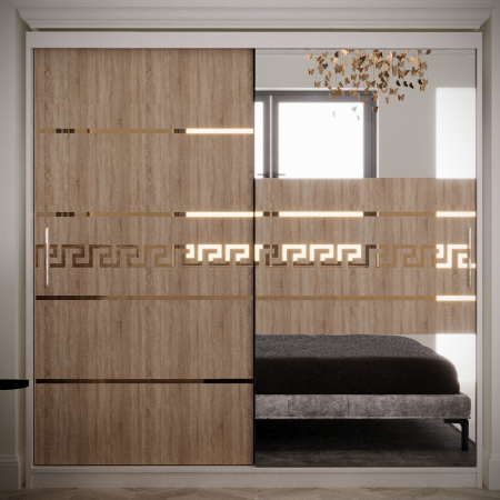 Dressing / Dulap - Dulap Venus Gold cu Oglinda Alb&Sonoma 200*200