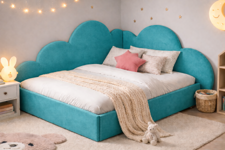 Paturi Tapitate - Pat copii tapitat de colt ,rezistent si confortabil ADELIN