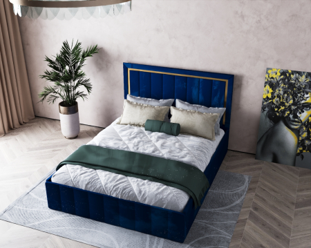 Pat Elegance Tapitat Albastru 180x200 [3]