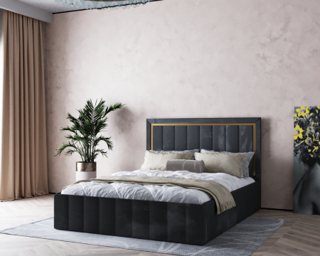 Pat  Elegance Tapițat Gri  140x200 [5]