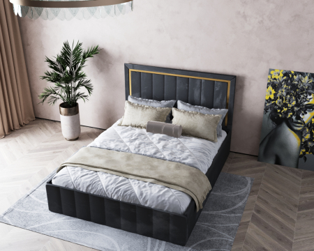 Pat  Elegance Tapițat Gri  140x200 [3]