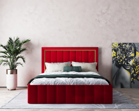 Paturi Tapitate - Pat Elegance Tapitat Rosu 160x200