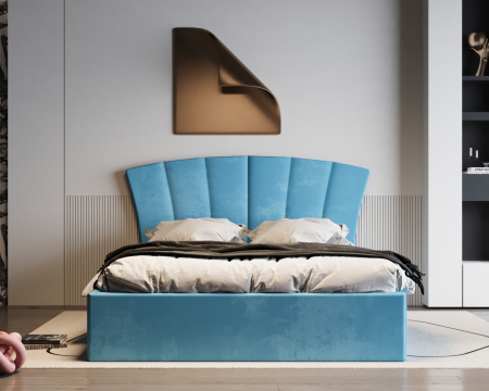 Paturi - Pat Lucas Tapitat Turcoaz 180x200