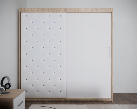 Set Pat Nemira New Tapitat cu Noptiere si Dressing Sonoma&Alb [4]