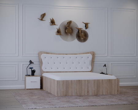 Set Pat Vista Tapitat Sonoma&Alb cu Noptiere [4]