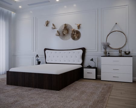 Set Pat Vista Tapitat Wenge&Alb cu Noptiere si Comoda [1]