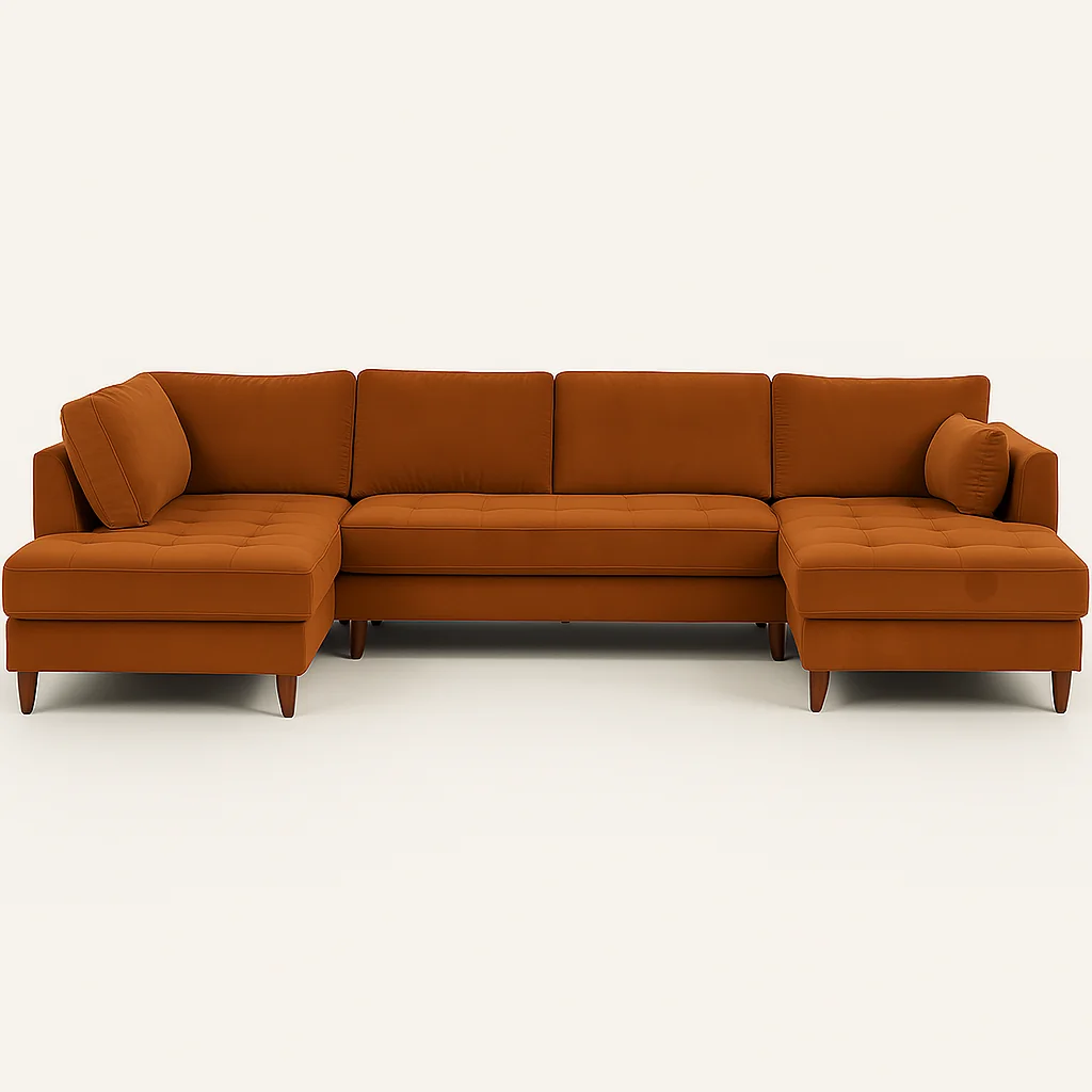 Colțare - Colțar extensibil ARIANA U - 7 Locuri, Stofă, Catifea | Valmedy Collection