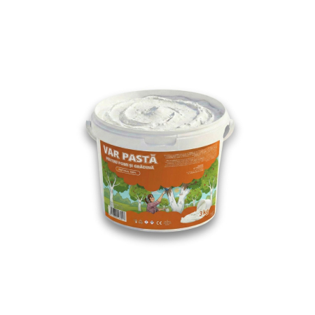 Pentru grădină - Var pastă natural 3 kg, pentru grădină, gata de aplicat, din var bulgăre stins, rezistență maximă la intemperii și îngheț