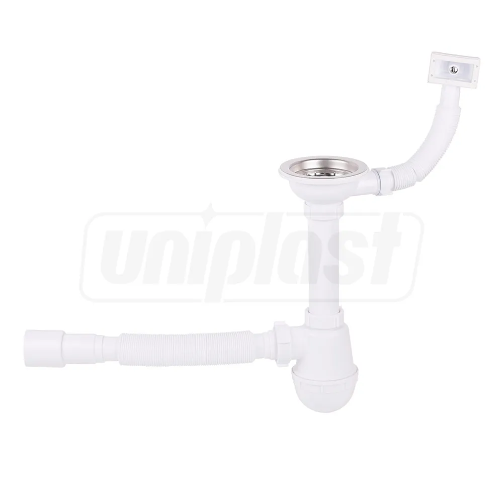 Sifon chiuveta tip "butelie" D. 3.1/2" x 40 cu 1 racord, preaplin si furtun gofrat 40/50  METLINE [1]