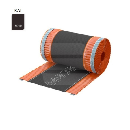 Elemente auxiliare p/u acoperiş - Banda coamă ROLL ECCO 180mm x 5m pentru ventilare, RAL 8019, maro