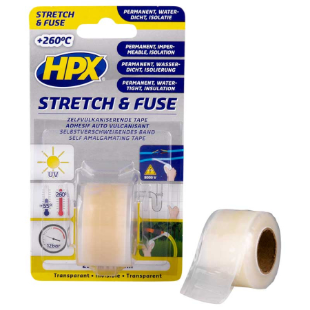 Bandă adezivă, bandă izolatoare - Banda izolanta (transparenta) din silicon 25 mm x 3 m HPX Stretch&Fuse