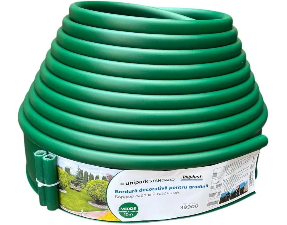 Furtunuri de grădină și accesorii pentru irigare (Cellfast) - Bordura decorativa pentru gradina 110 mm x 20 mm x 10 m (verde) Unipark STANDARD  UNIPLAST